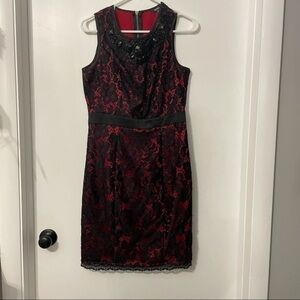 XOXO Red Black Lace Cocktail Dress Jrs 11/12